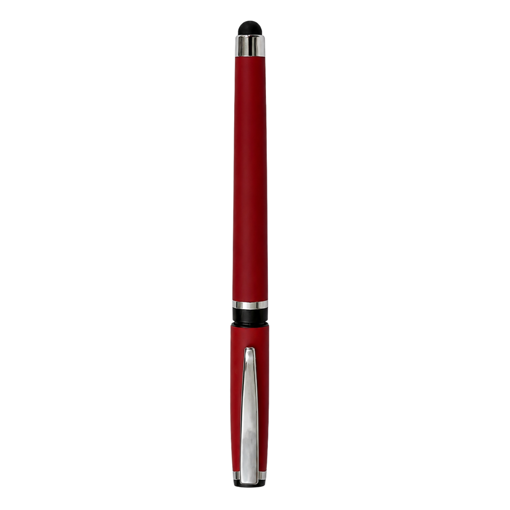 lapiceros, plástico, rojo, 14.5 cm siliconeado , con touch y tinta gel