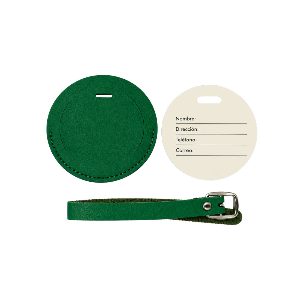 IDENTIFICADOR, IMITACION CUERO, VERDE, 3.15 plg, redondo para maletas