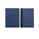 PORTA PASAPORTE, IMITACION CUERO, AZUL OSCURO, 15*11 cm, con identificador de maletas 11*7 cm en caja negra de regalo