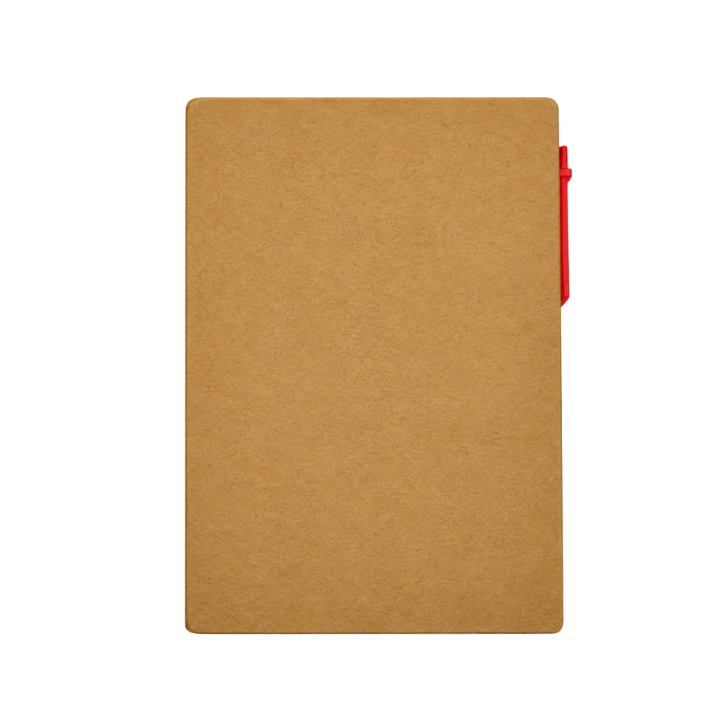 libretas, ecologica de carton, rojo, 11*15 centimetros, con lapicero y notas adhesivas