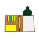libretas, ecologica de carton, verde, 11*15 centimetros, con lapicero y notas adhesivas