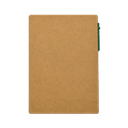 libretas, ecologica de carton, verde, 11*15 centimetros, con lapicero y notas adhesivas