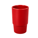 TAZA, CERÁMICA, ROJO, 16 oz, para carro  , sin tapa, sin recubrimiento, acabado mate.