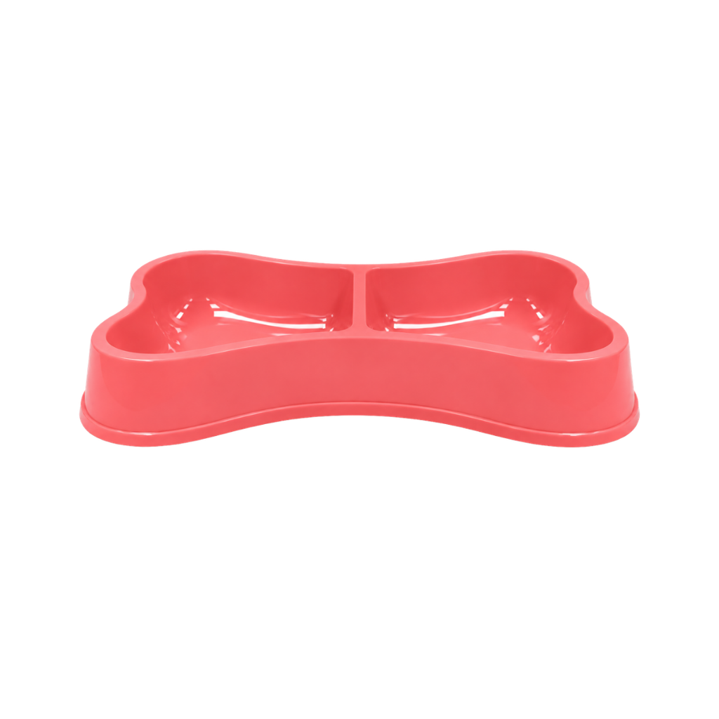 plato, plástico, rosado, 13*24.2*3.2 centimetros, dos divisiones forma de hueso