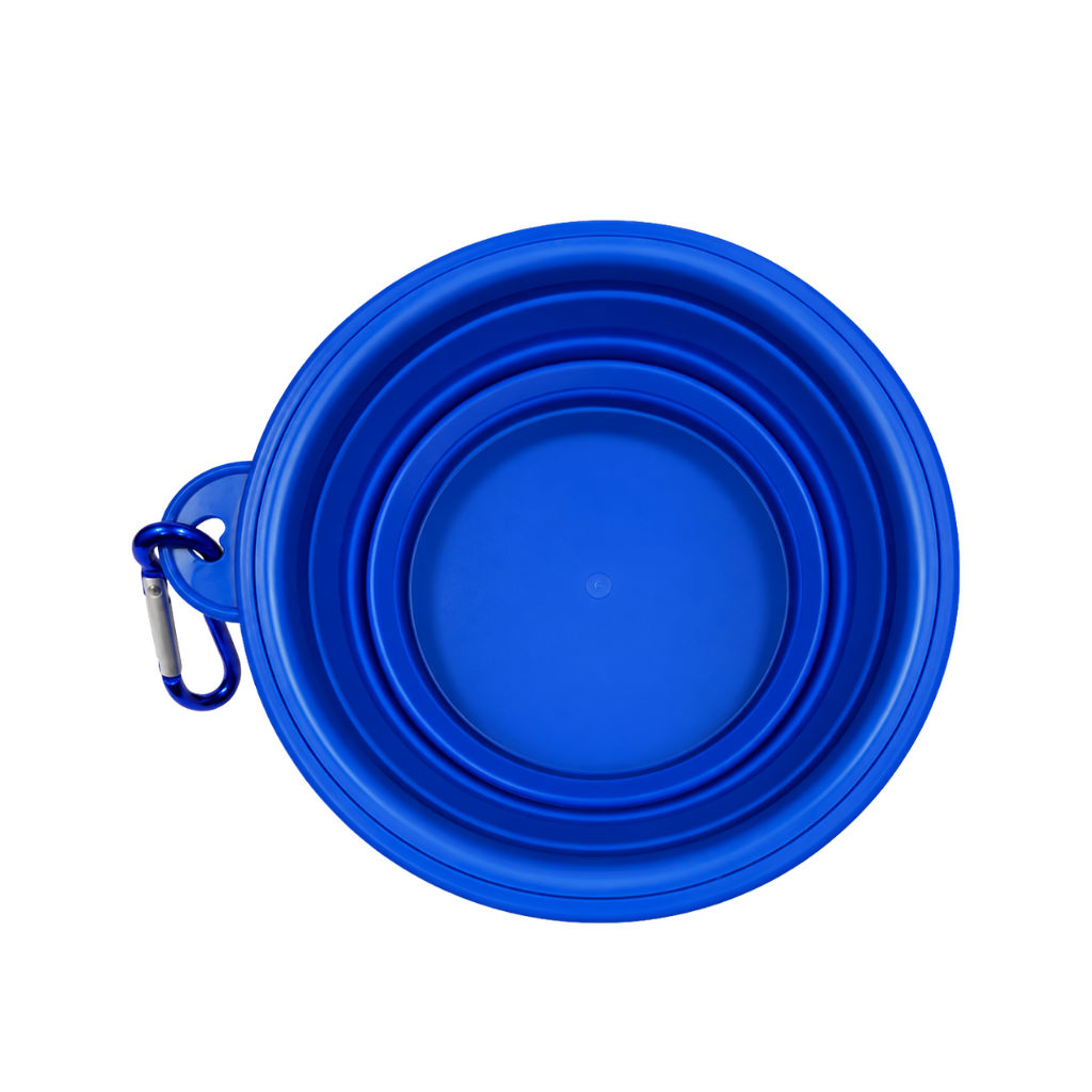 Tazon Silicón azul reflex 350 ml expandible con arnés para mascota