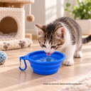 Tazon Silicón azul reflex 350 ml expandible con arnés para mascota