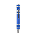 DESARMADOR, ACERO INOXIDABLE, AZUL OSCURO, Pencil de clip con 8 puntas de intercambiables