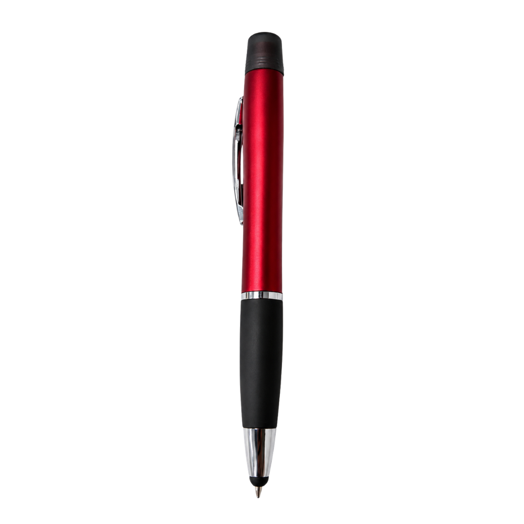 lapicero luminous, con goma antideslizante, rojo, y 3 resaltadores ,