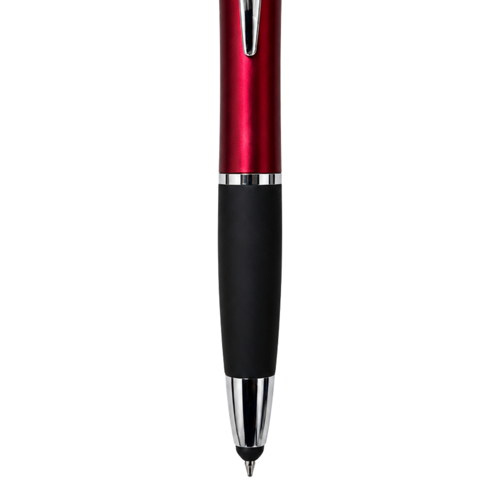 lapicero luminous, con goma antideslizante, rojo, y 3 resaltadores ,