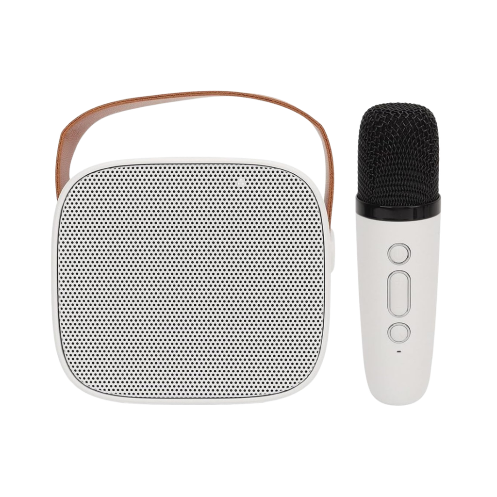 Bocina Plástico Blanco 8.5*6.5*7.5 Cm Karaoke De Mano Con Micrófono