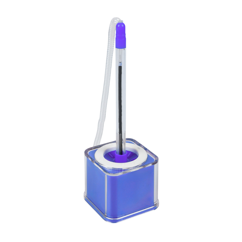 Lapiceros Plástico Azul Reflex 17 Cm Cubico Base 5*5 Cm Y Resorte