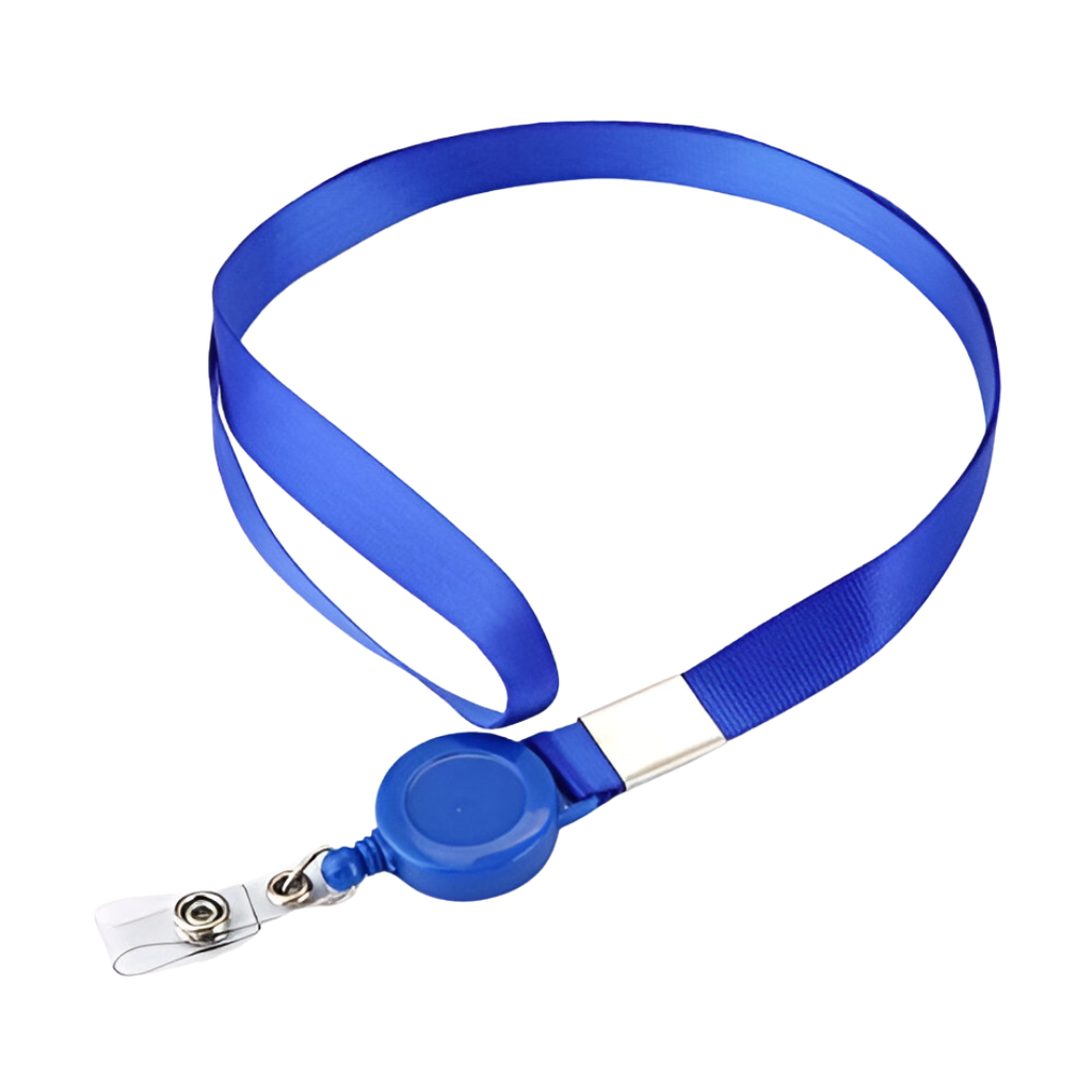 Portagafete Poliester azul reflex 45*2 cm cinta con Yoyo