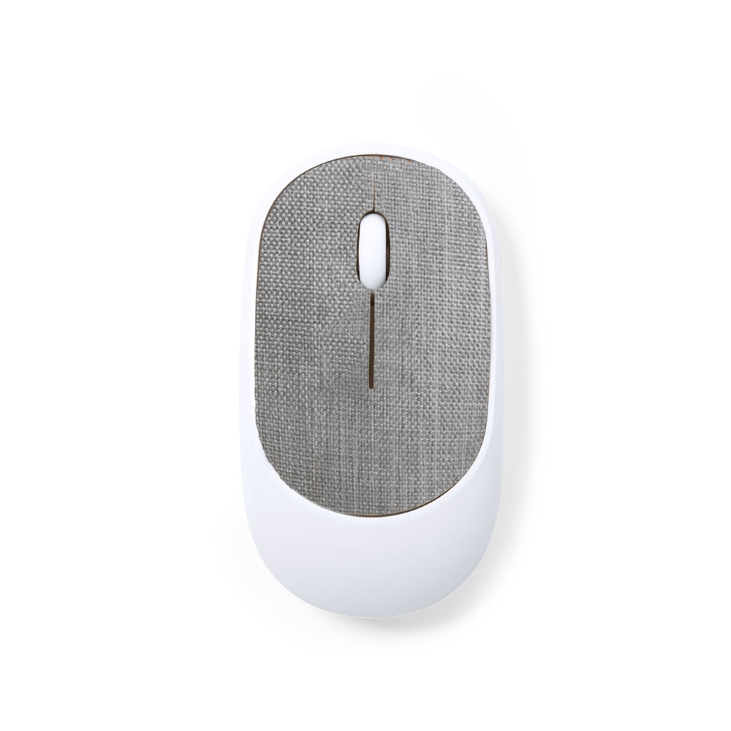 Mouse plástico blanco top de fieltro gris