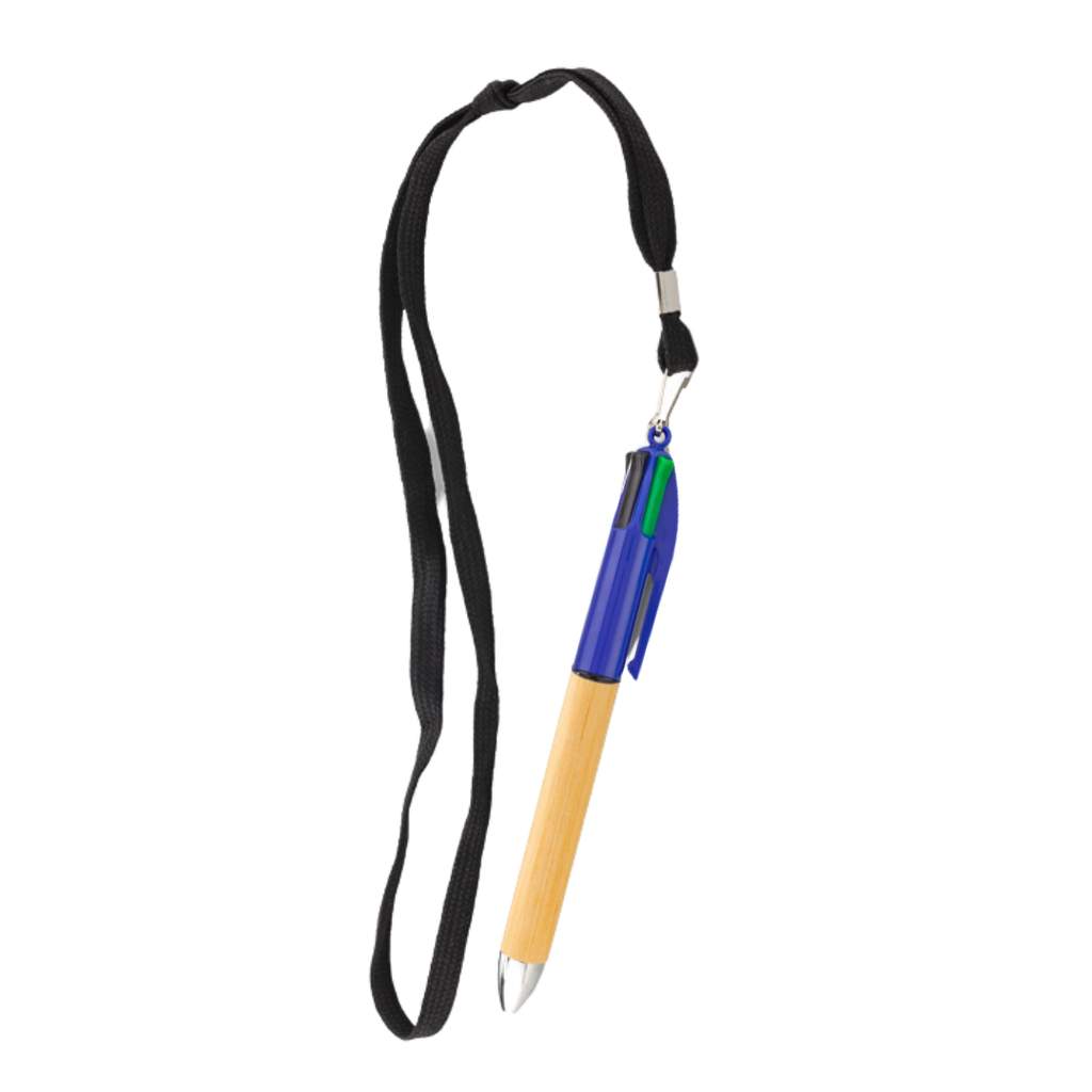 Lapiceros bambú azul reflex 4 puntas de colores con cinta