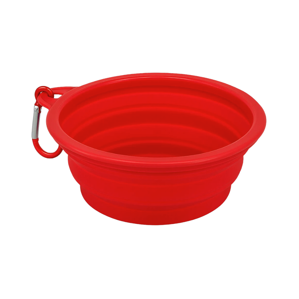 Tazon Silicón rojo 350 ml Expandible Con arnés para mascota