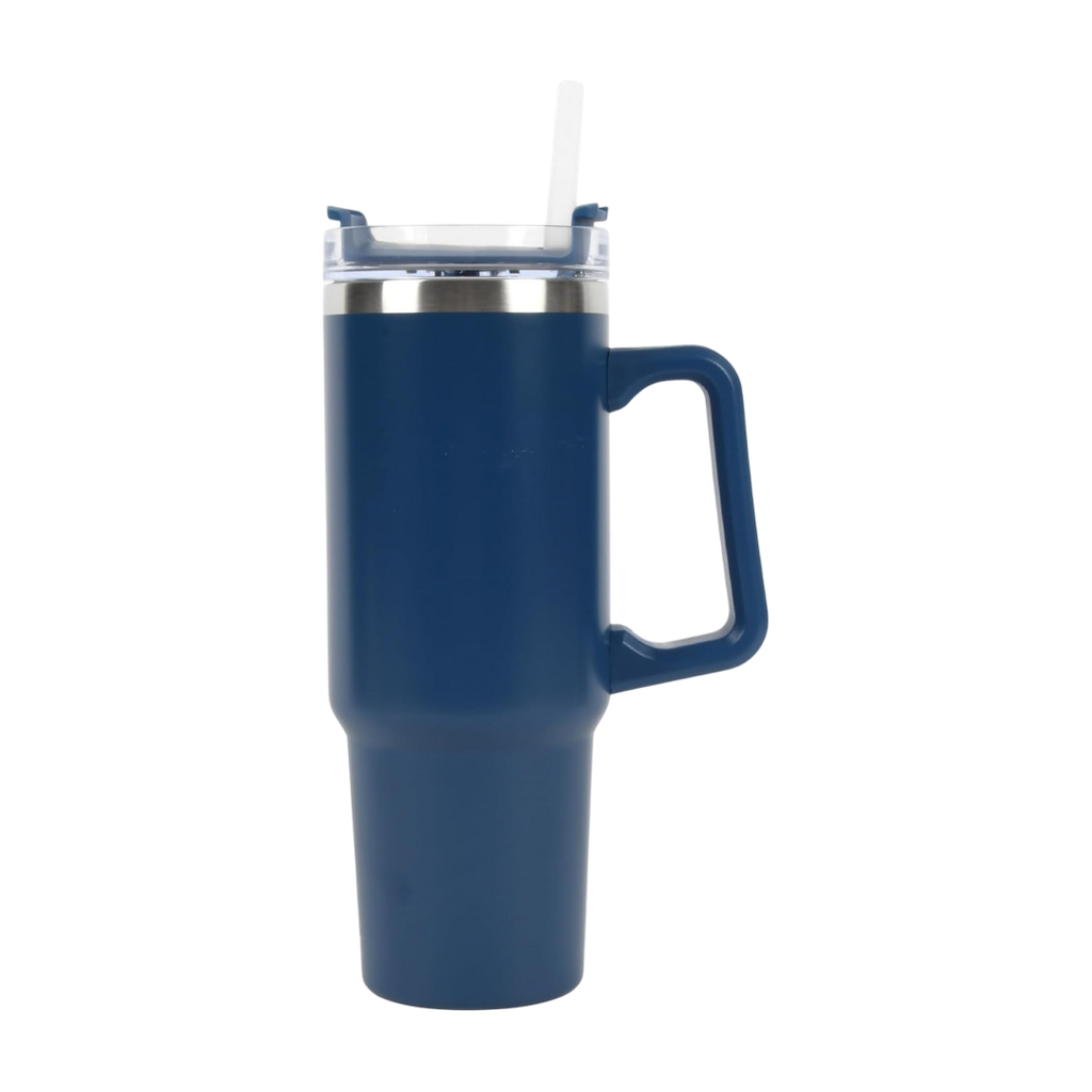 Taza Acero Inoxidable azul oscuro 30 oz boldy doble pared con pajilla