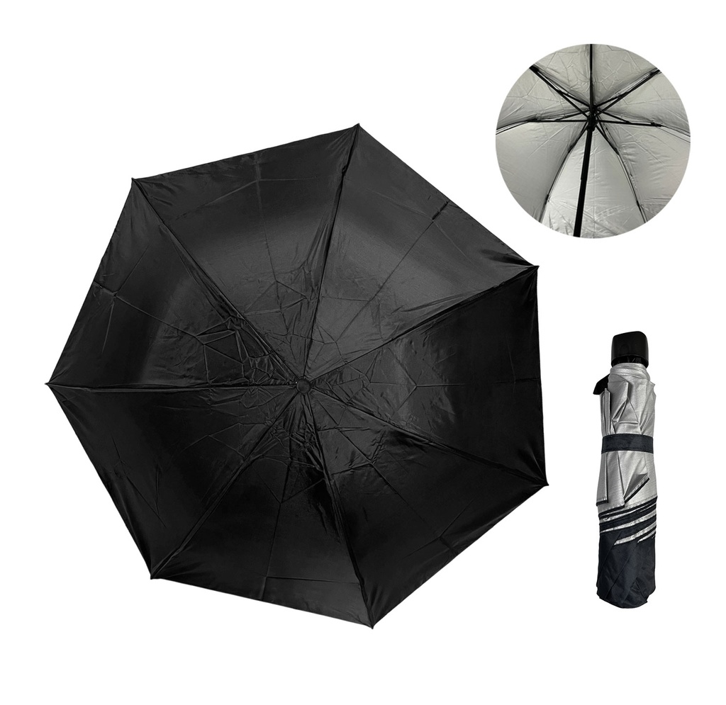 Sombrillas Poliester Negro 55 Cm Secretarial Silver Back  7 Varillas De Acero