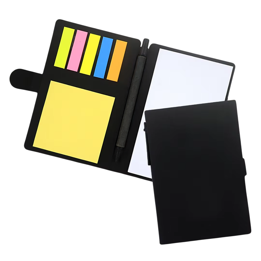 Libreta Cartón Negro 15*10.5 cm Lumen 120 Pág. Con Notas Adhesiva Y Lapicero
