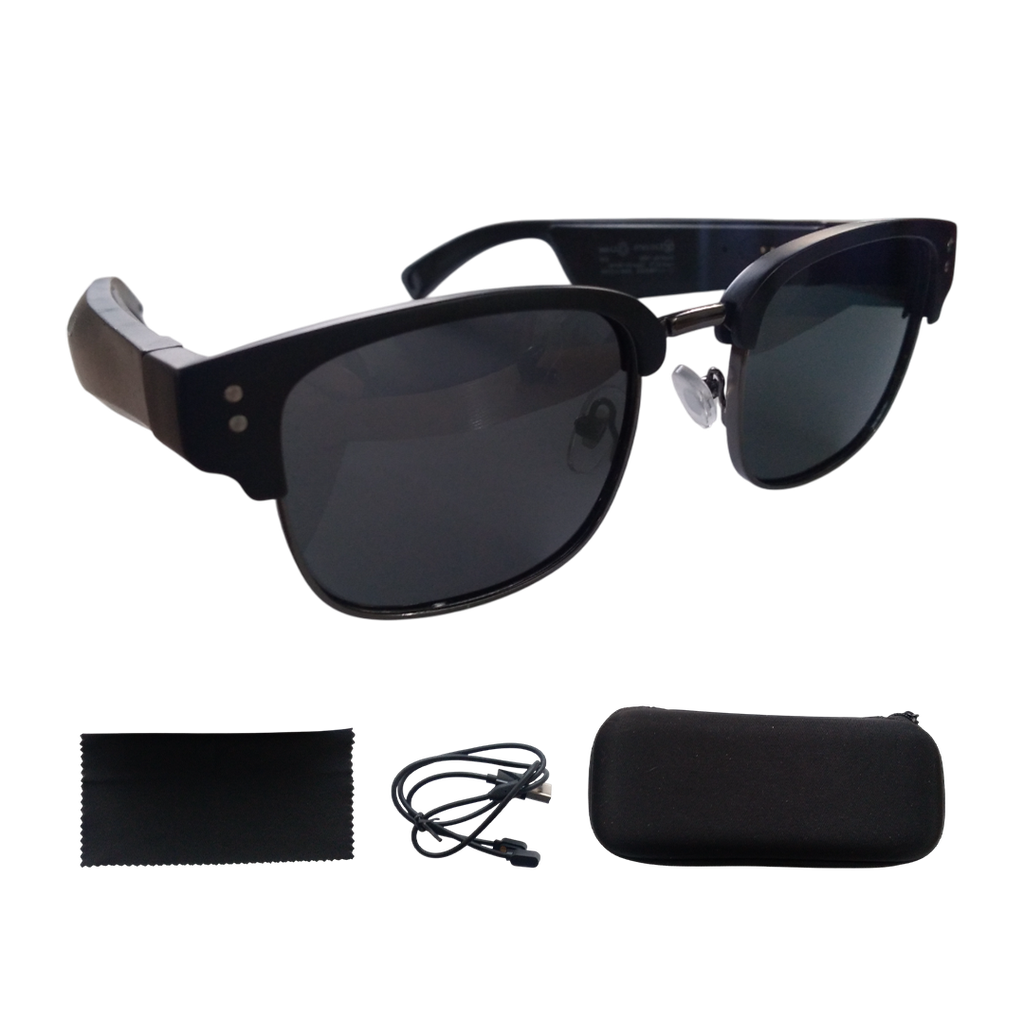 Lentes, Plástico, Negro, Inalámbricos Con Bocinas Hf En Estuche ,