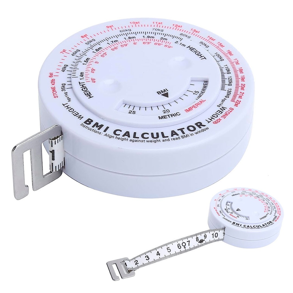 Cinta Metrica, Plástico, Blanco, 1.5 M , Calculadora Bmi