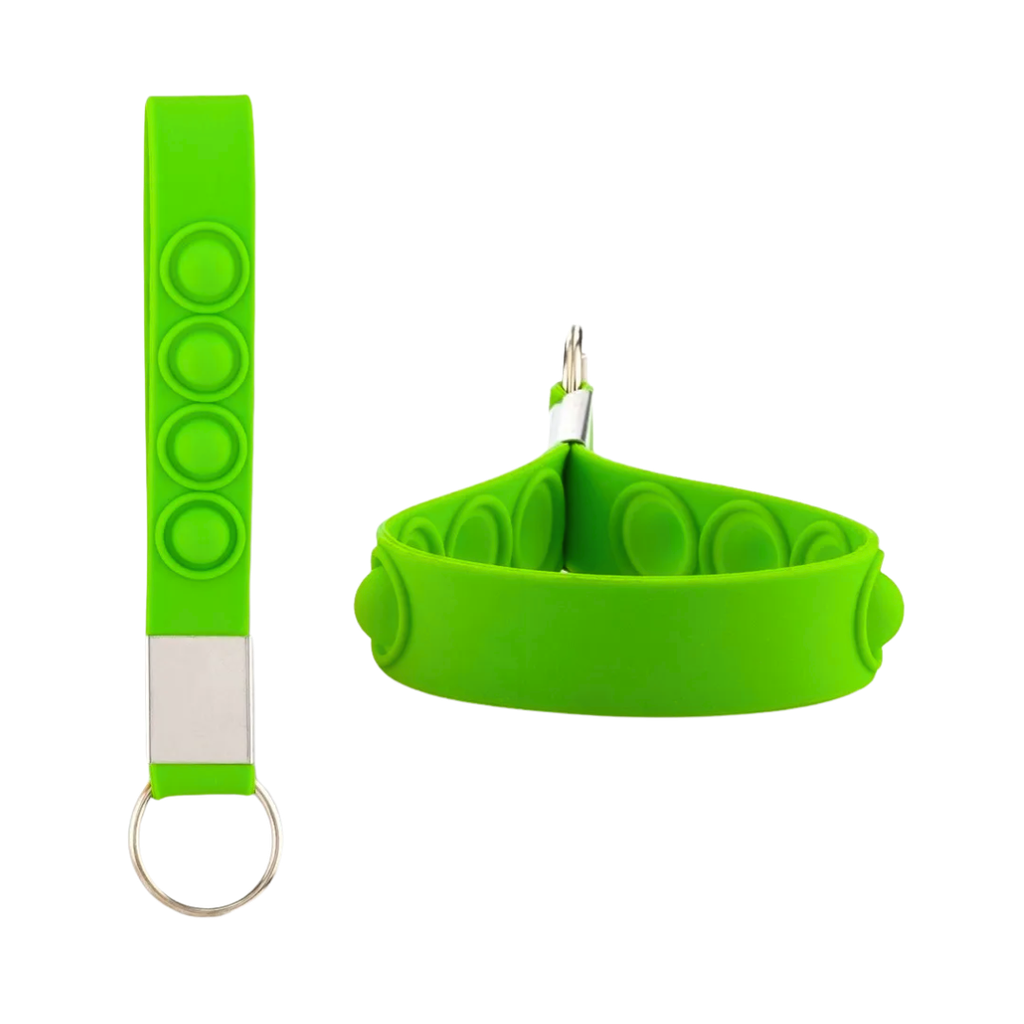 Llavero, Silicón, Verde, 16*1.6 Centimetros, Cinta Pop Up