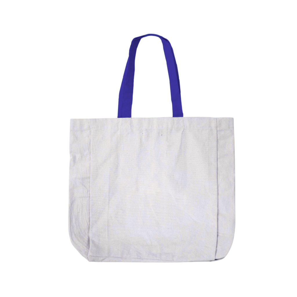 Bolsa, Manta Cruda, Natural (blanco), 36*31*10 Centimetros, Con Agarrador De Faja Azul