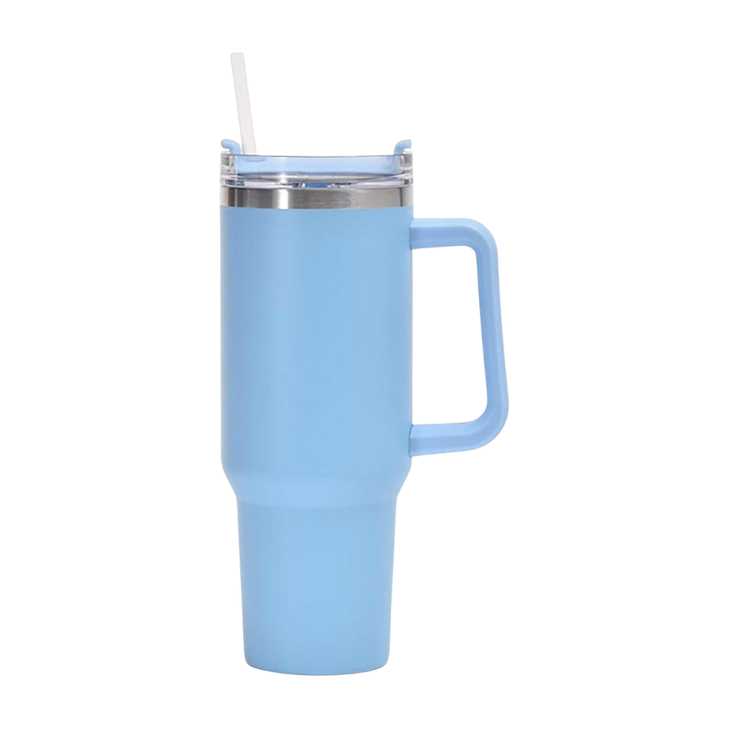 TAZA ACERO INOXIDABLE CELESTE 30 oz Boldys doble pared con pajilla
