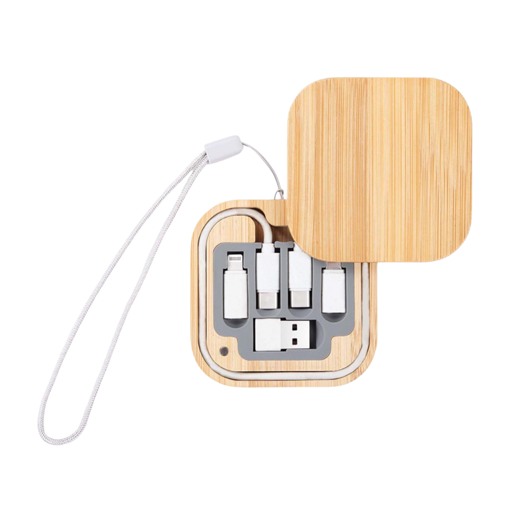 CABLES, BAMBÚ, NATURAL, 8*8*1.5cm cm, CONVERTIDORES EN CAJA