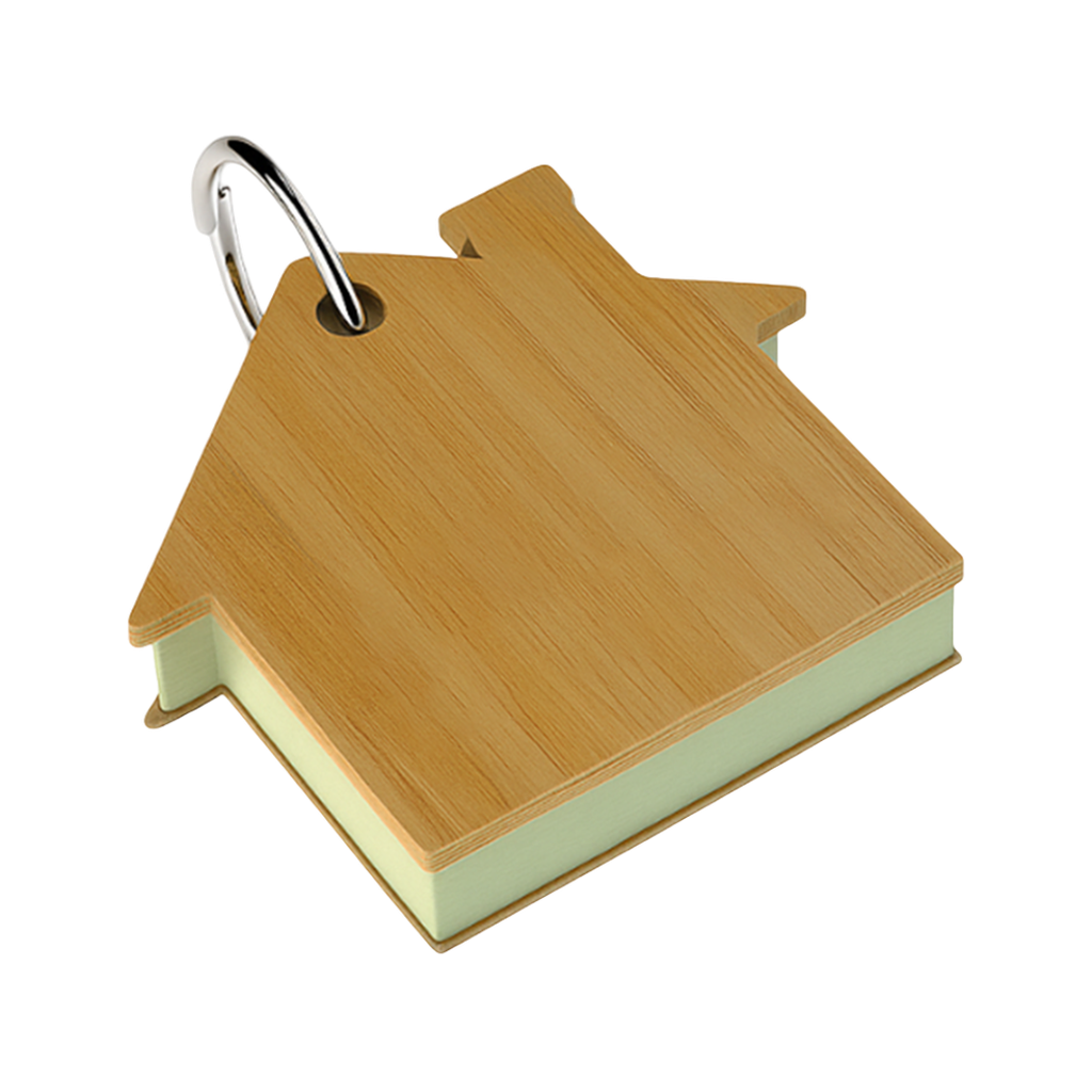 Libreta, bambú, natural, 80 hojas con forma de casa