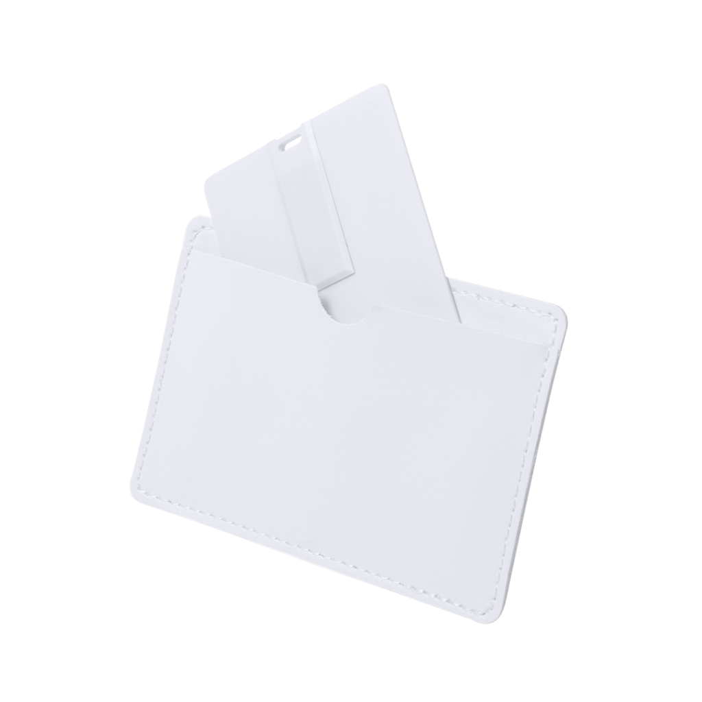 Memoria USB tarjeta de 16GB. De diseño ultraplano, 5.2 x 8.3 x 0.3 cm, Blanco