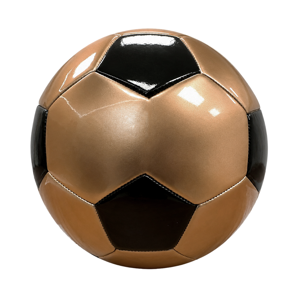 PELOTA, PVC, DORADO, 370 gr, No. 5 de 32 paneles con negro circunferencia 680-700mm.