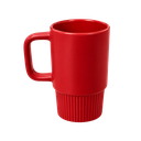 TAZA, CERÁMICA, ROJO, 16 oz, para carro  , sin tapa, sin recubrimiento, acabado mate.