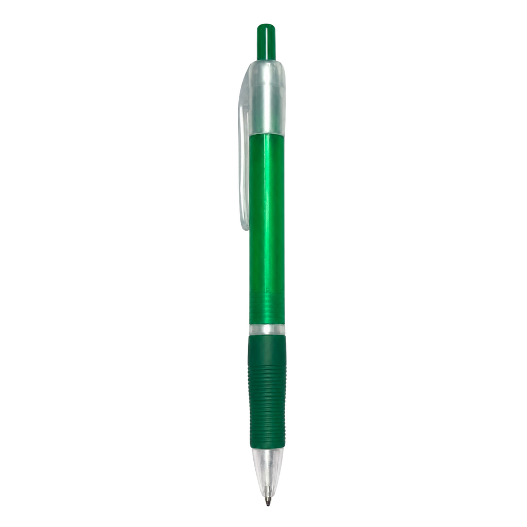 lapiceros, plástico, verde, 14.5 centimetros, translúcido con goma antideslizante