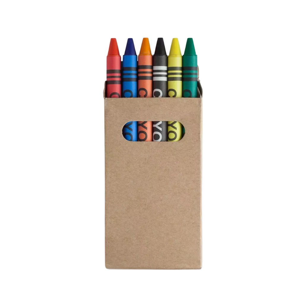 caja de 6 crayones, cera, surtido, 4.8*8.2 centimetros,