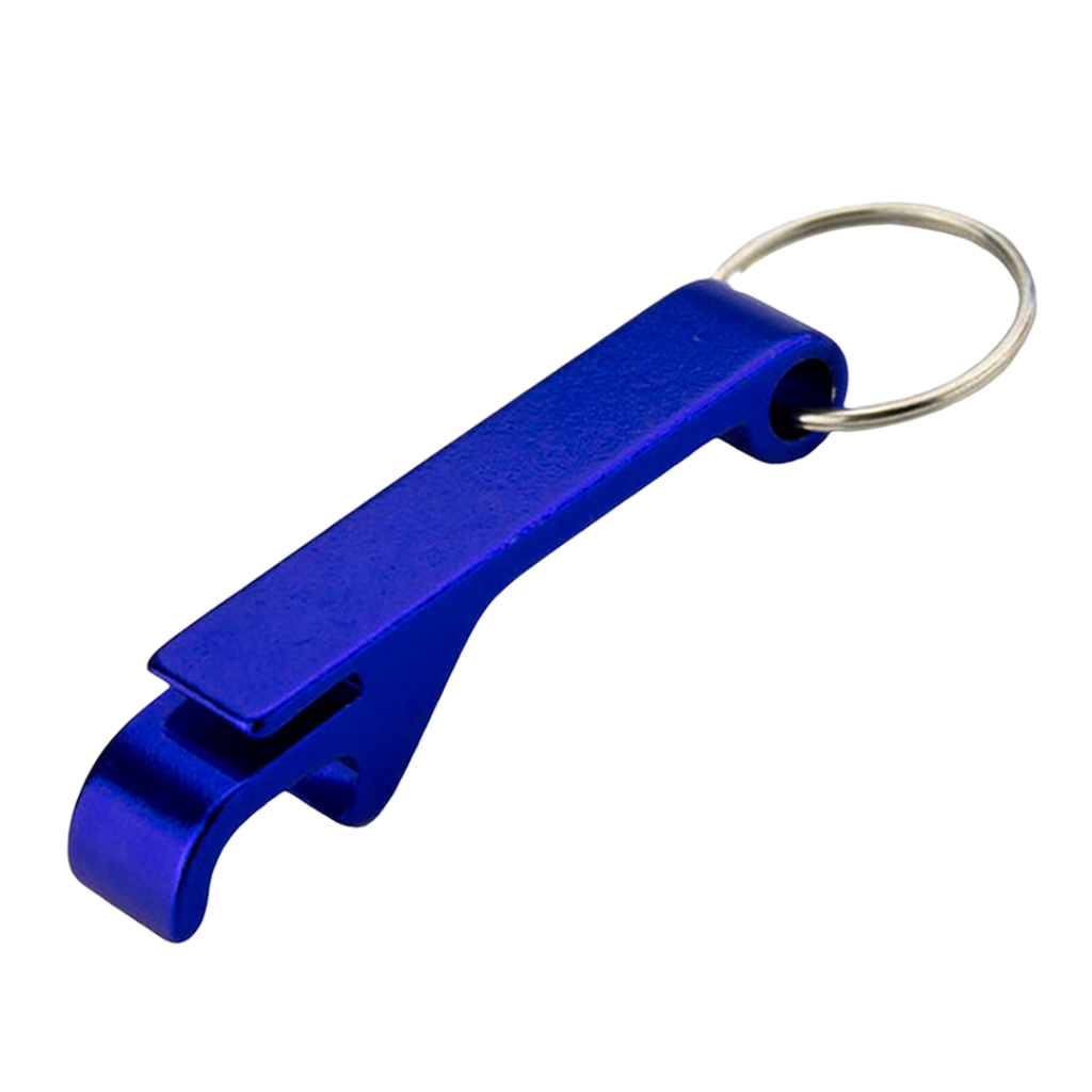 llavero destapador, aluminio, azul reflex, 10*64*2 mm , tipo garra