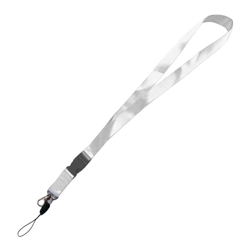 cinta porta-gafete, dacron, blanco, 50*2 centimetros, mendel con gancho