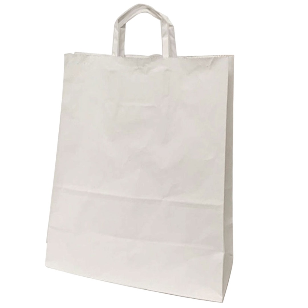 bolsa, papel, blanco, 30*12*41 centimetros,