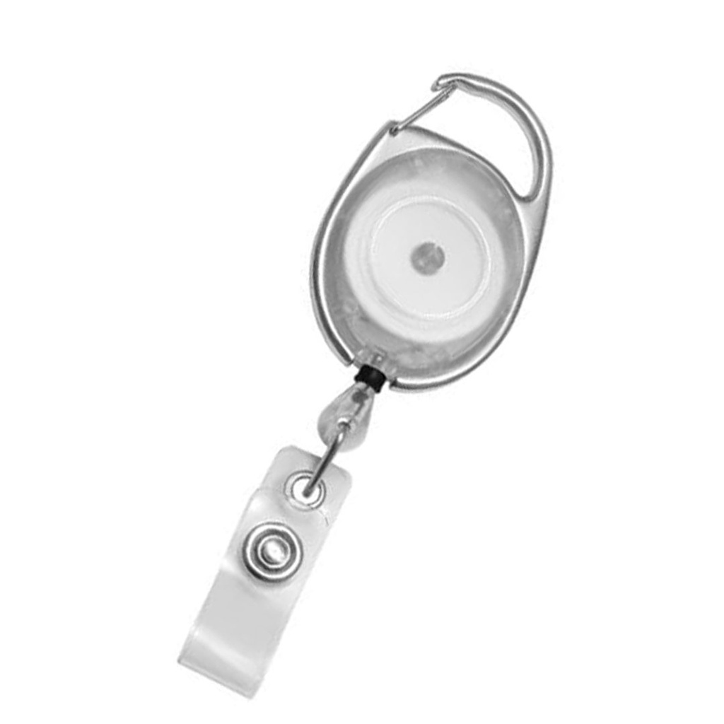 porta gafete, plástico, blanco, 6*3.4 centimetros, con arnés