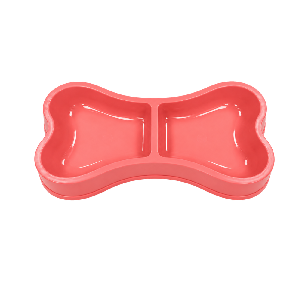 plato, plástico, rosado, 13*24.2*3.2 centimetros, dos divisiones forma de hueso
