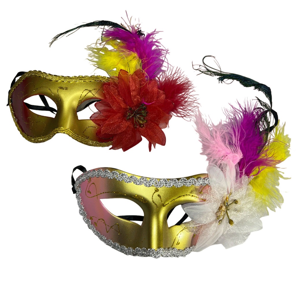 antifaz flor y pluma