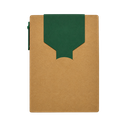 libretas, ecologica de carton, verde, 11*15 centimetros, con lapicero y notas adhesivas
