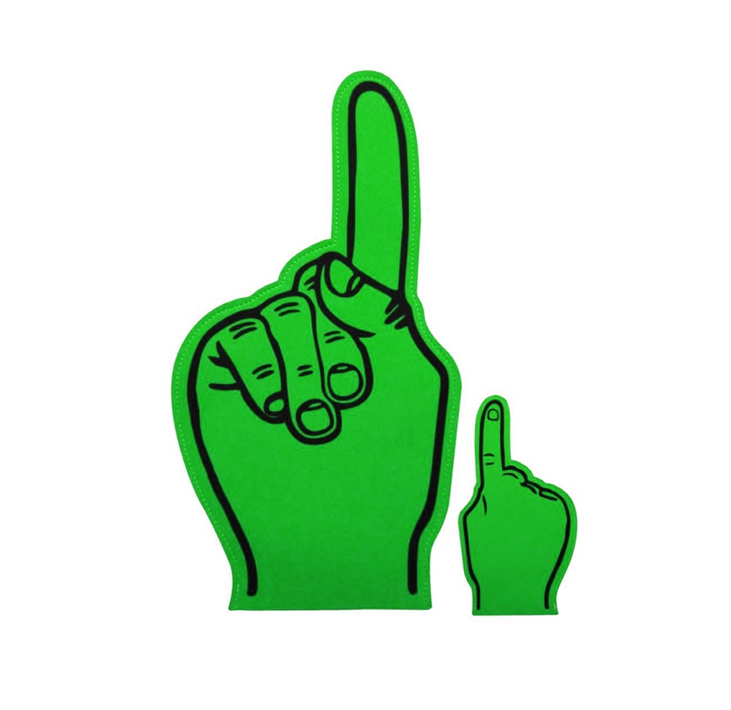 mano de espuma, espuma, verde, 22.6*45 centimetros,