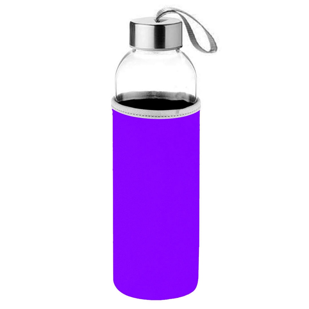 pachon de vidrio 500ml con funda morado