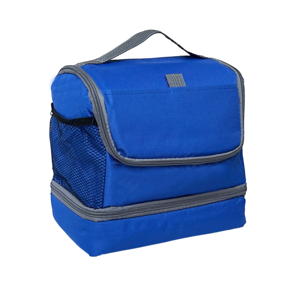 lonchera, oxford, azul reflex, 25*17*25 centimetros, stone doble compartimiento