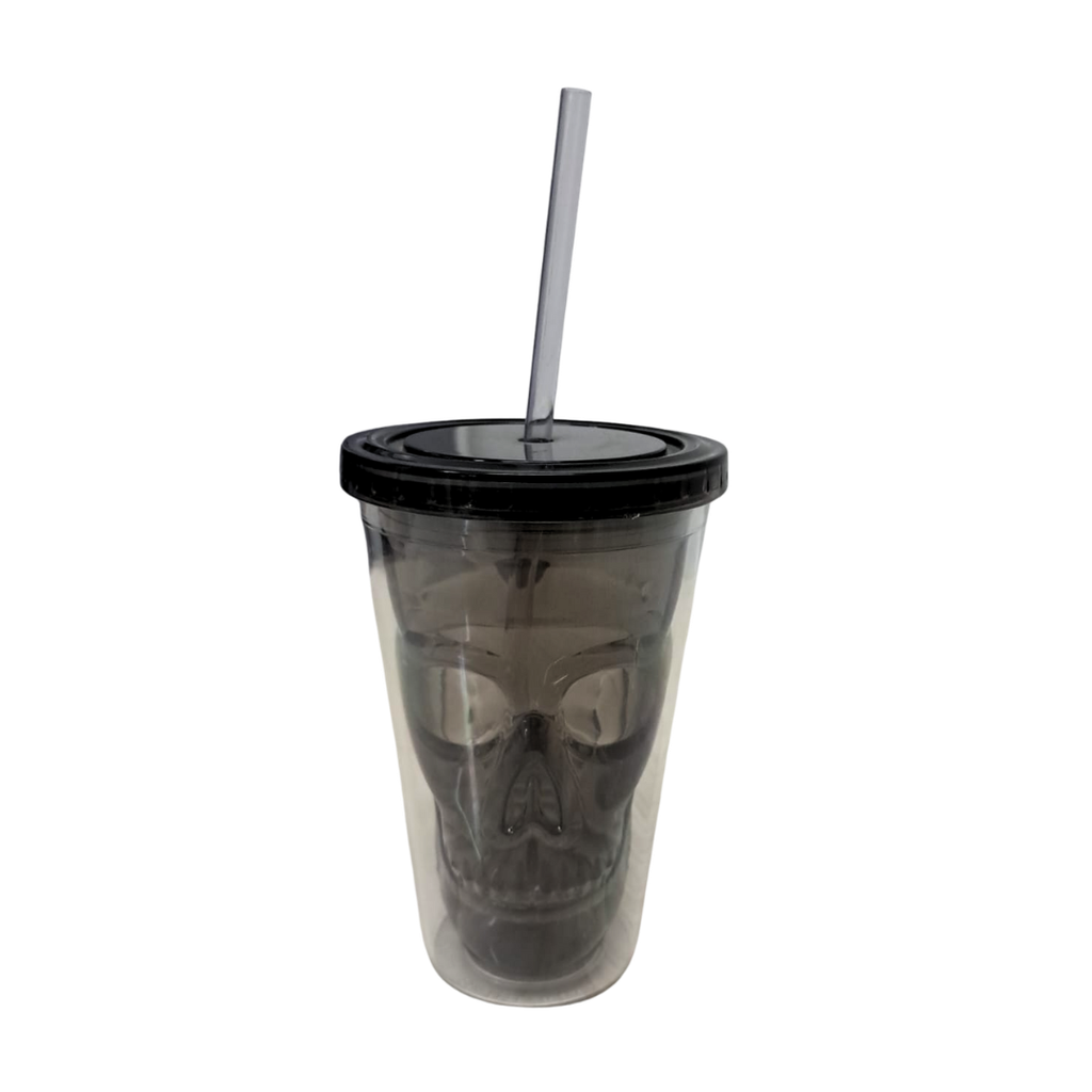 vasos, plástico, negro, 450 mililitro, doble pared y pajilla