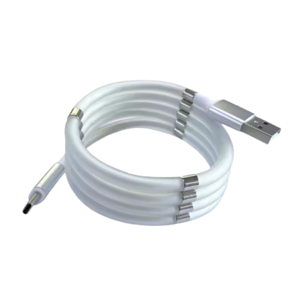 cable usb, plástico, blanco, 1 metros, magnetico entrada tipo c