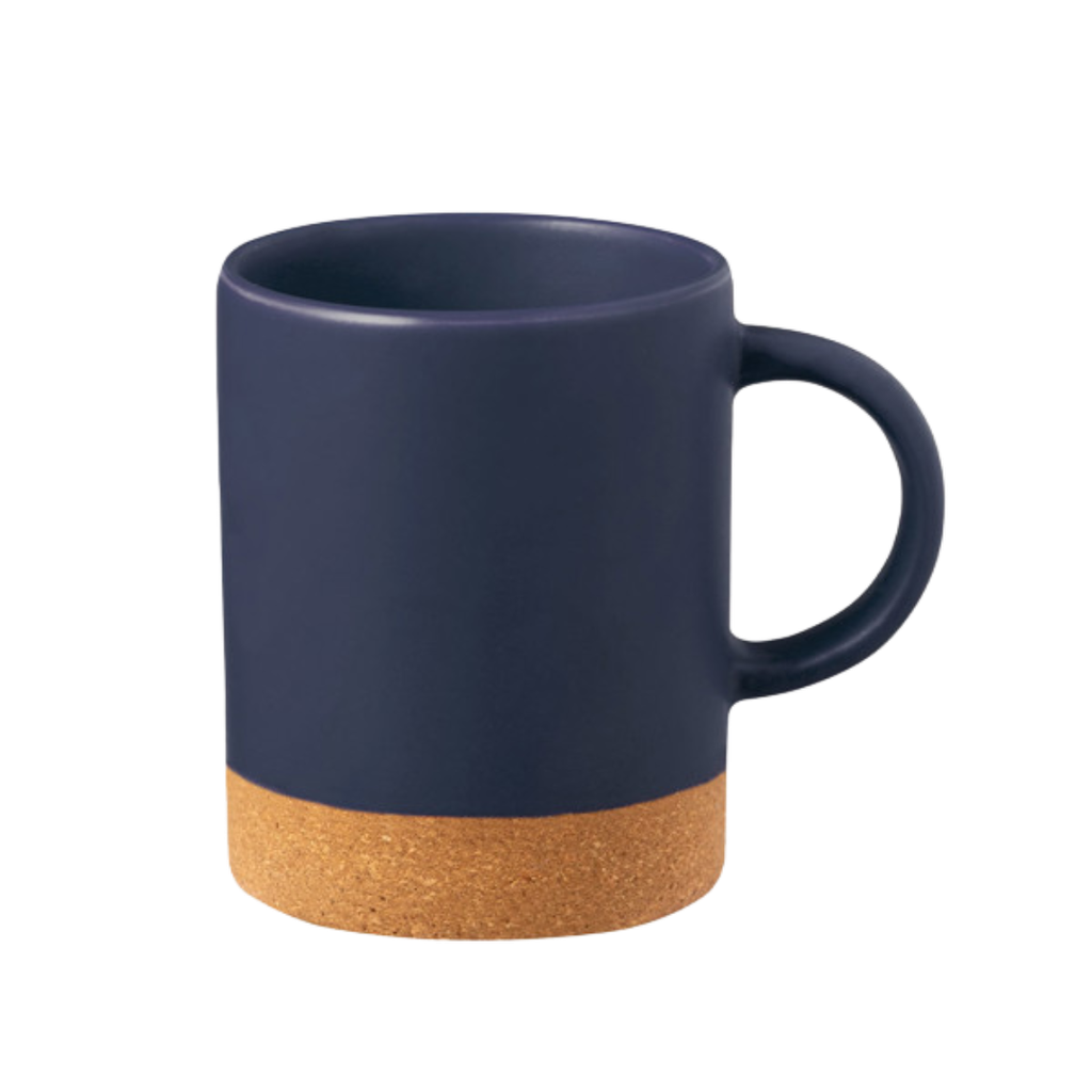 [P251376] Taza, Cerámica, Azul Oscuro, 450 Ml Country , 8*11.5cm Base De Corcho Sin Tapa
