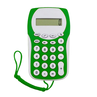 Calculadora, Plastico, Verde, 127*75*10mm , Racoon Con Pita