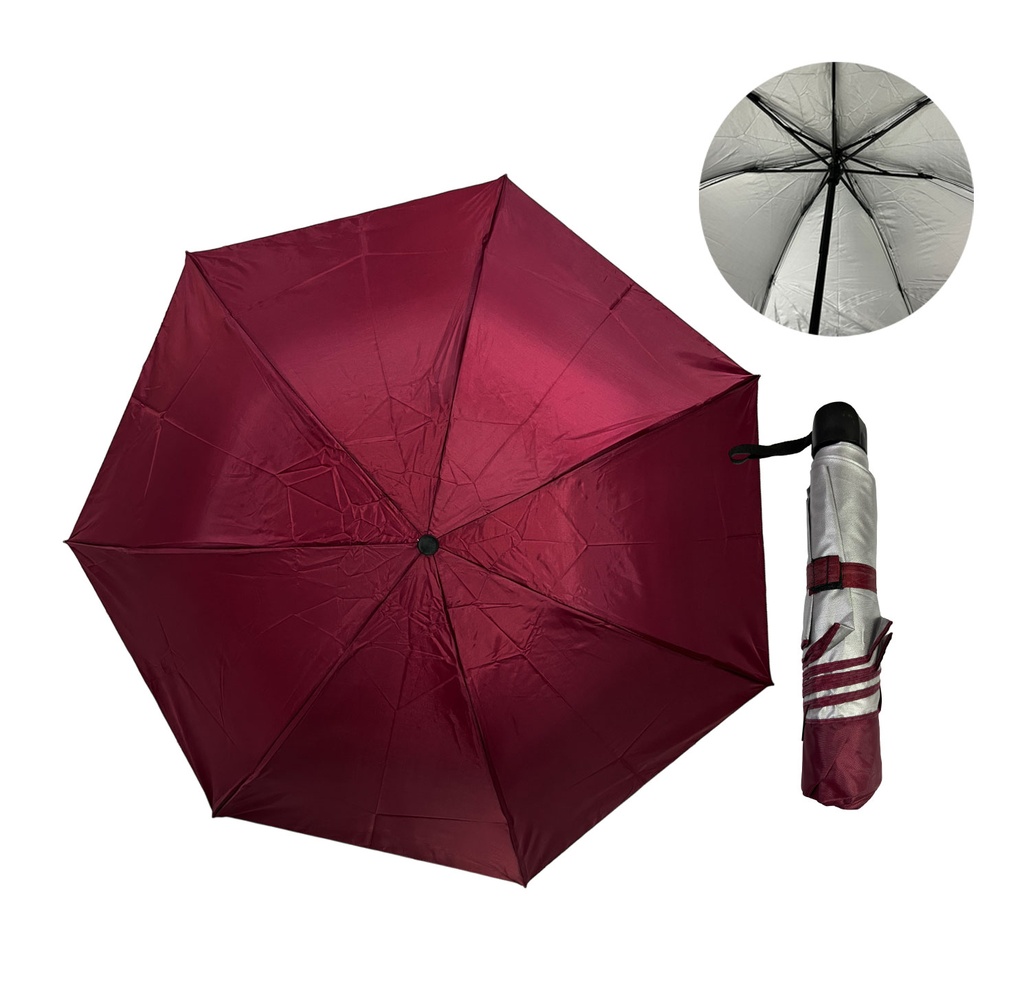 [P271102] Sombrillas, Poliester, Rojo, 55 Cm Secretarial , Silver Back 7 Varillas