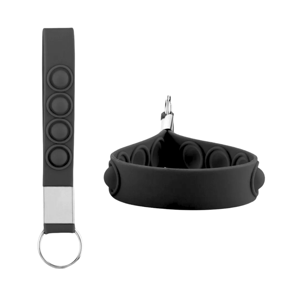 [P266133] Llavero, Silicón, Negro, 16*1.6 Centimetros, Cinta Pop Up